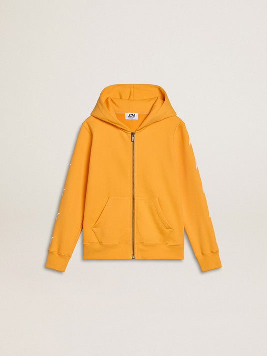 Boys’ orange sweatshirt with zip fastening - Golden Goose Kids