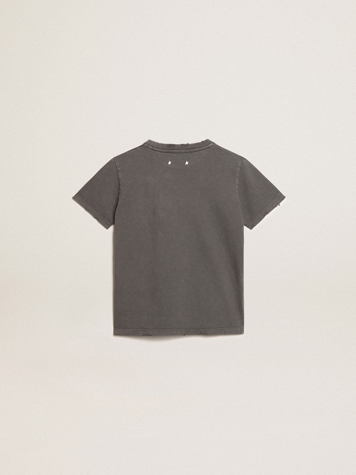 Boys’ T-shirt in gray with distressed treatment - Golden Goose Kids