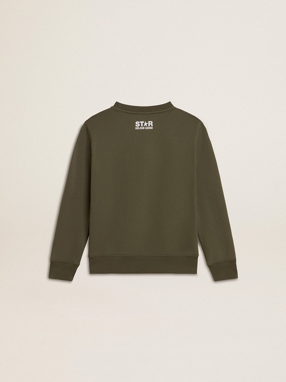 Boys' dark green sweatshirt with white maxi star on the front - Golden Goose Kids