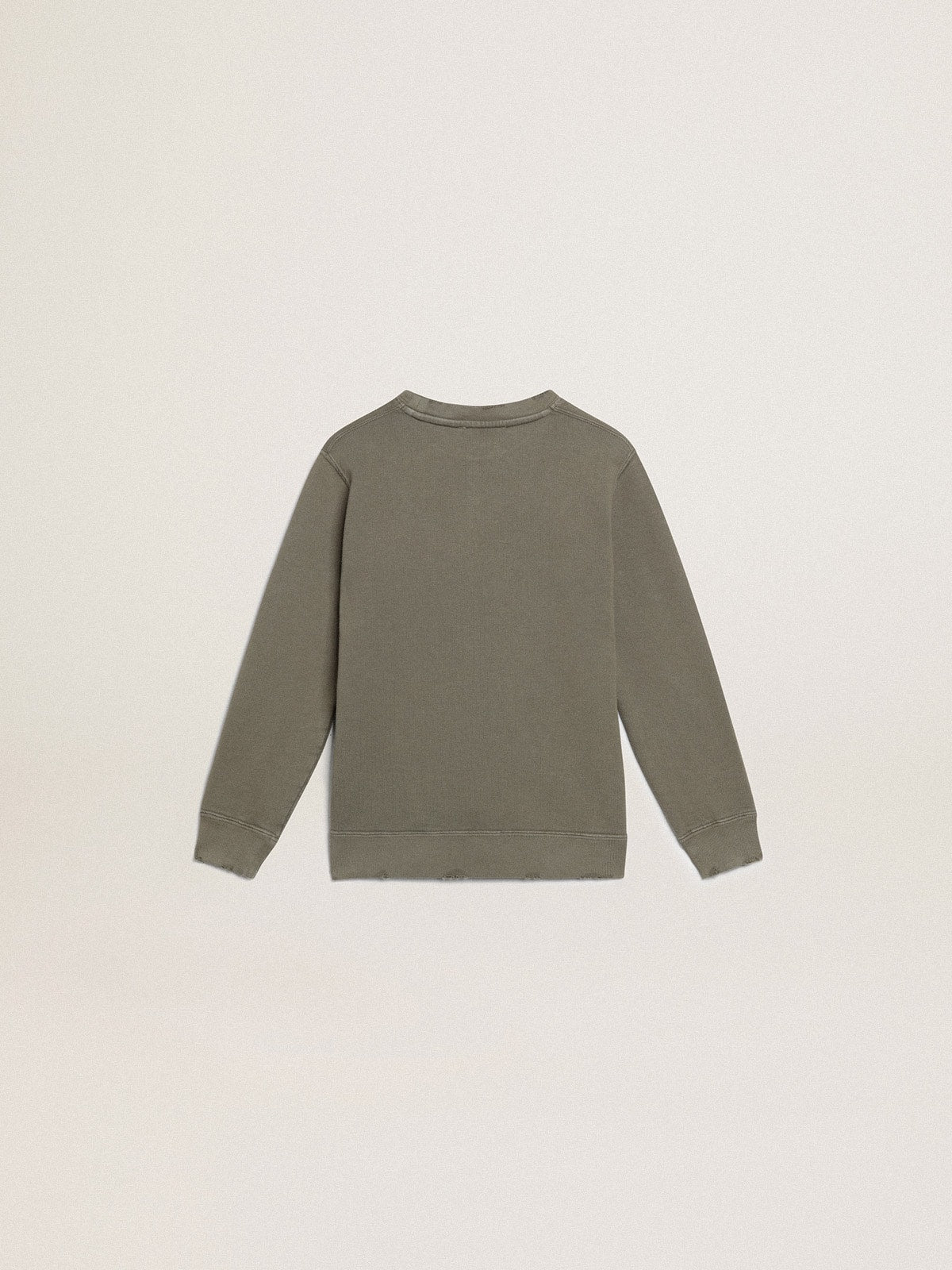 Distressed olive-green sweatshirt with Golden lettering on the front - Golden Goose Kids