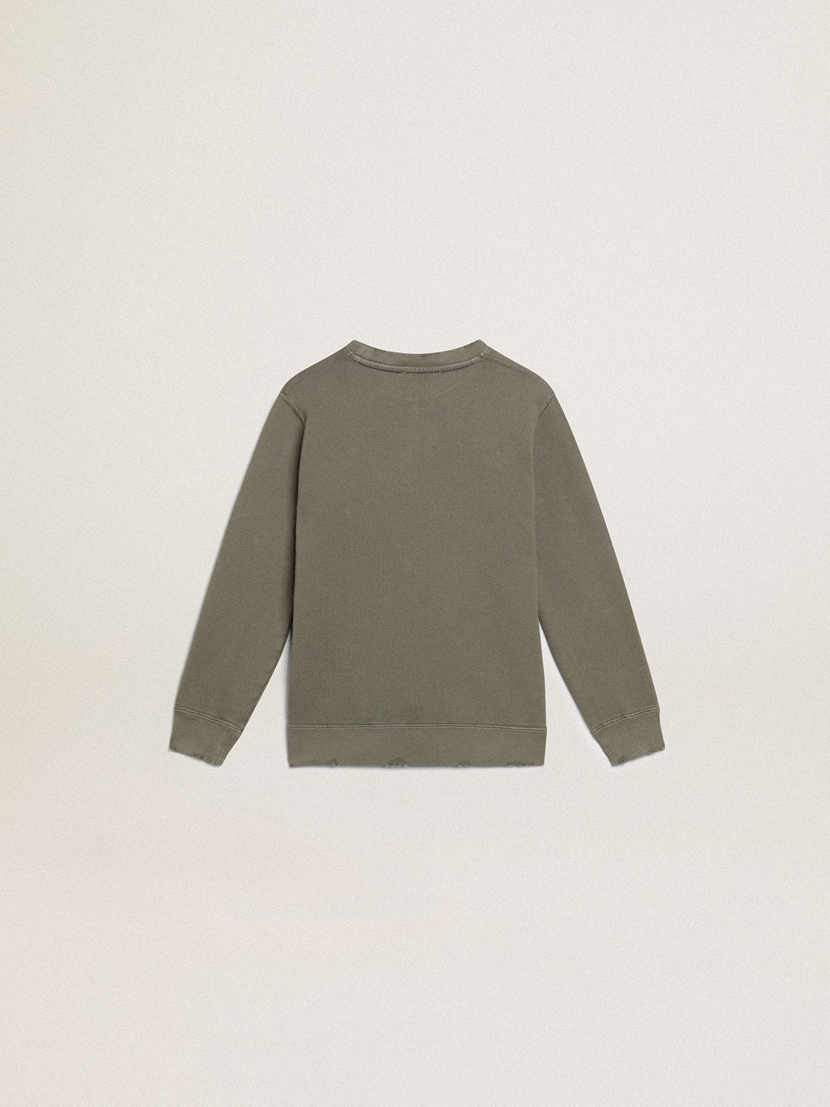 Distressed olive-green sweatshirt with Golden lettering on the front - Golden Goose Kids