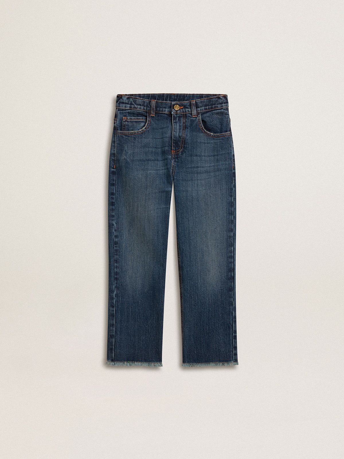 Boys' denim jeans with a raw edge and embroidery - Golden Goose Kids