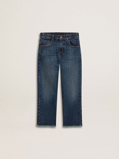 Boys' denim jeans with a raw edge and embroidery - Golden Goose Kids