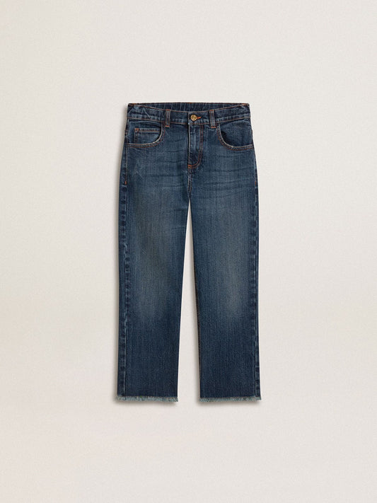 Boys' denim jeans with a raw edge and embroidery - Golden Goose Kids