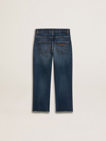 Boys' denim jeans with a raw edge and embroidery - Golden Goose Kids