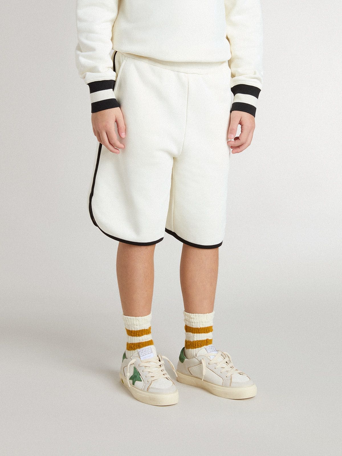 Boy's white shorts with embroidered logo - Golden Goose Kids