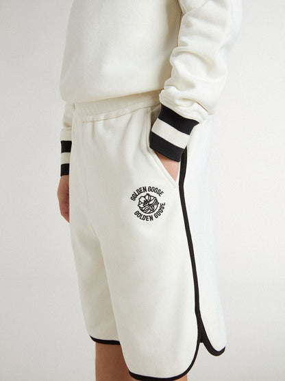 Boy's white shorts with embroidered logo - Golden Goose Kids