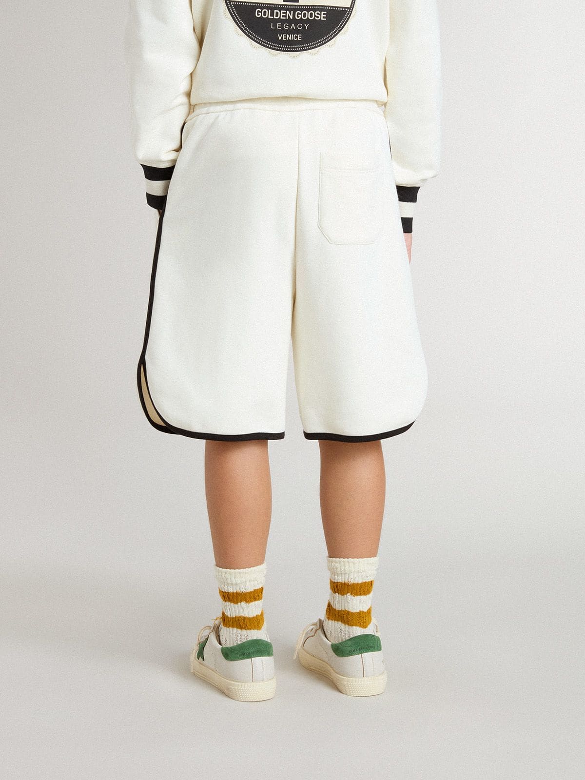 Boy's white shorts with embroidered logo - Golden Goose Kids