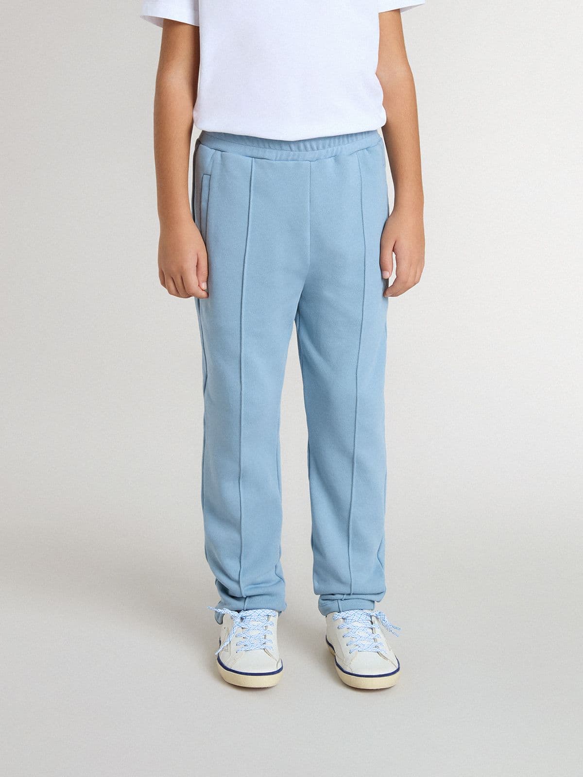 Boys' light blue printed joggers - Golden Goose Kids