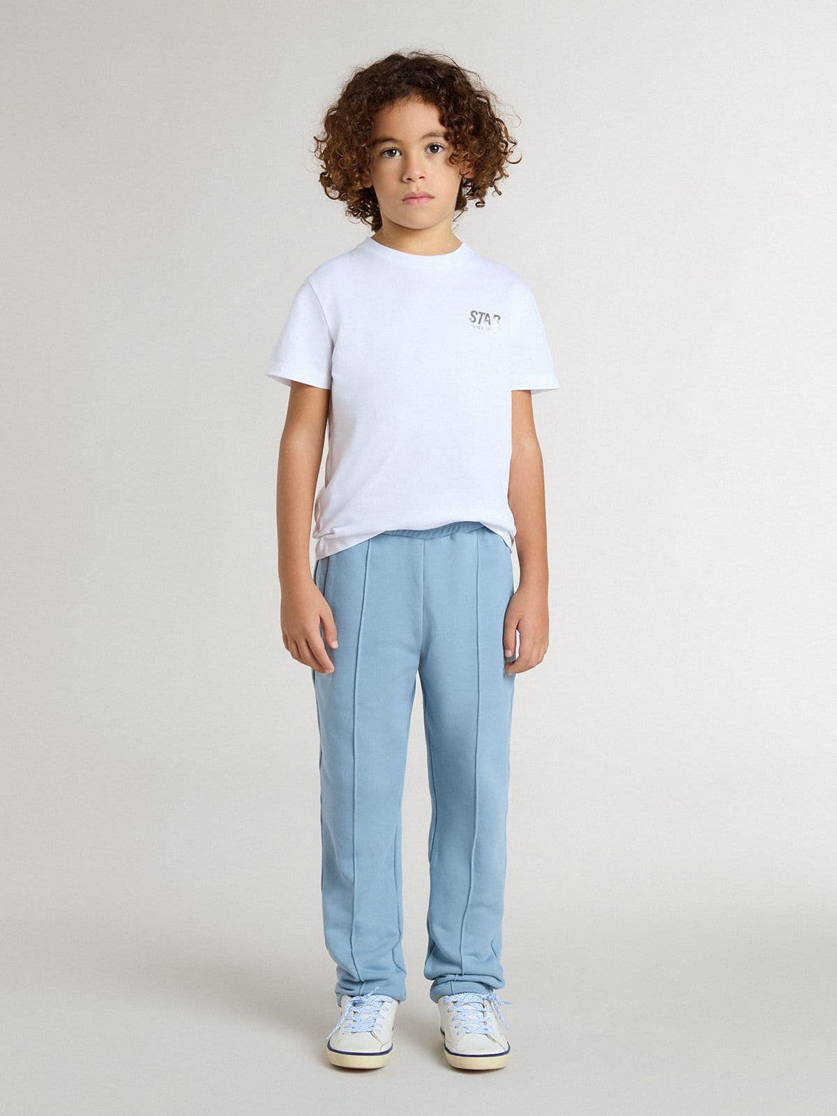 Boys' light blue printed joggers - Golden Goose Kids