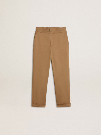 Kids’ chinos in tobacco-colored cotton - Golden Goose Kids