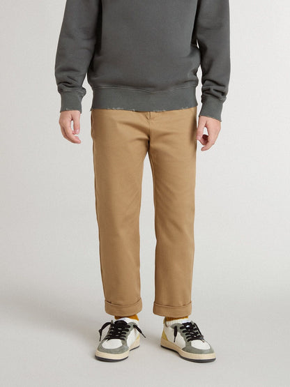 Kids’ chinos in tobacco-colored cotton - Golden Goose Kids