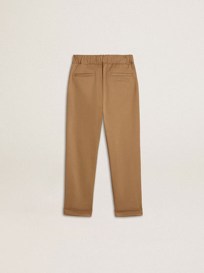 Kids’ chinos in tobacco-colored cotton - Golden Goose Kids