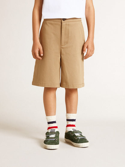 Boys' shorts in beige cotton - Golden Goose Kids
