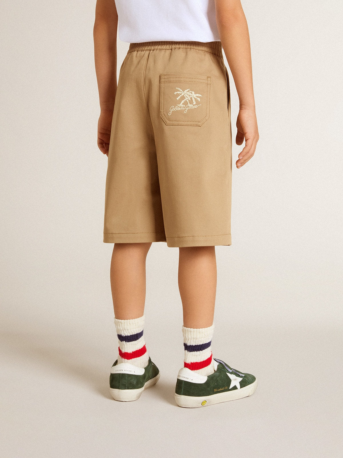 Boys' shorts in beige cotton - Golden Goose Kids