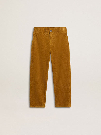 Boys' tobacco-colored chino pants with embroidery - Golden Goose Kids