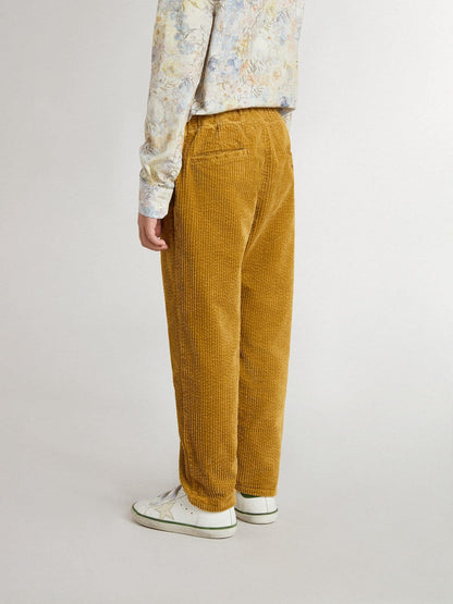 Boys' tobacco-colored chino pants with embroidery - Golden Goose Kids