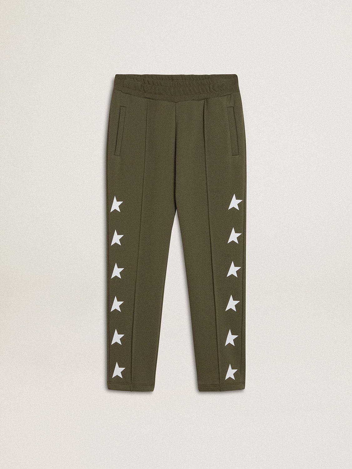 Boys' military-green joggers with white stars - Golden Goose Kids