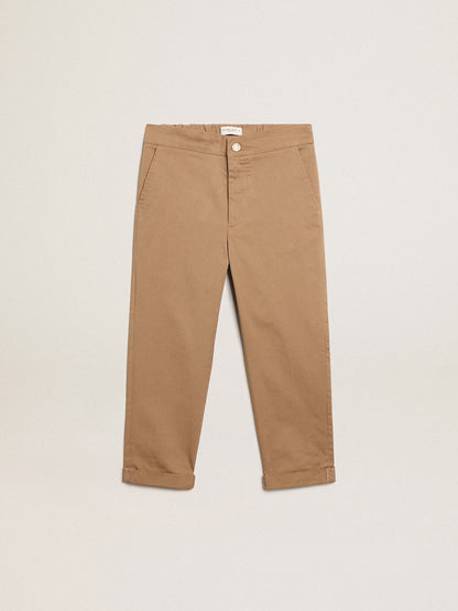 Boys’ chinos in caramel cotton - Golden Goose Kids
