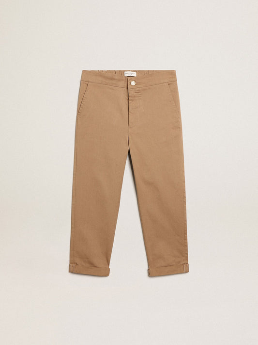 Boys’ chinos in caramel cotton - Golden Goose Kids