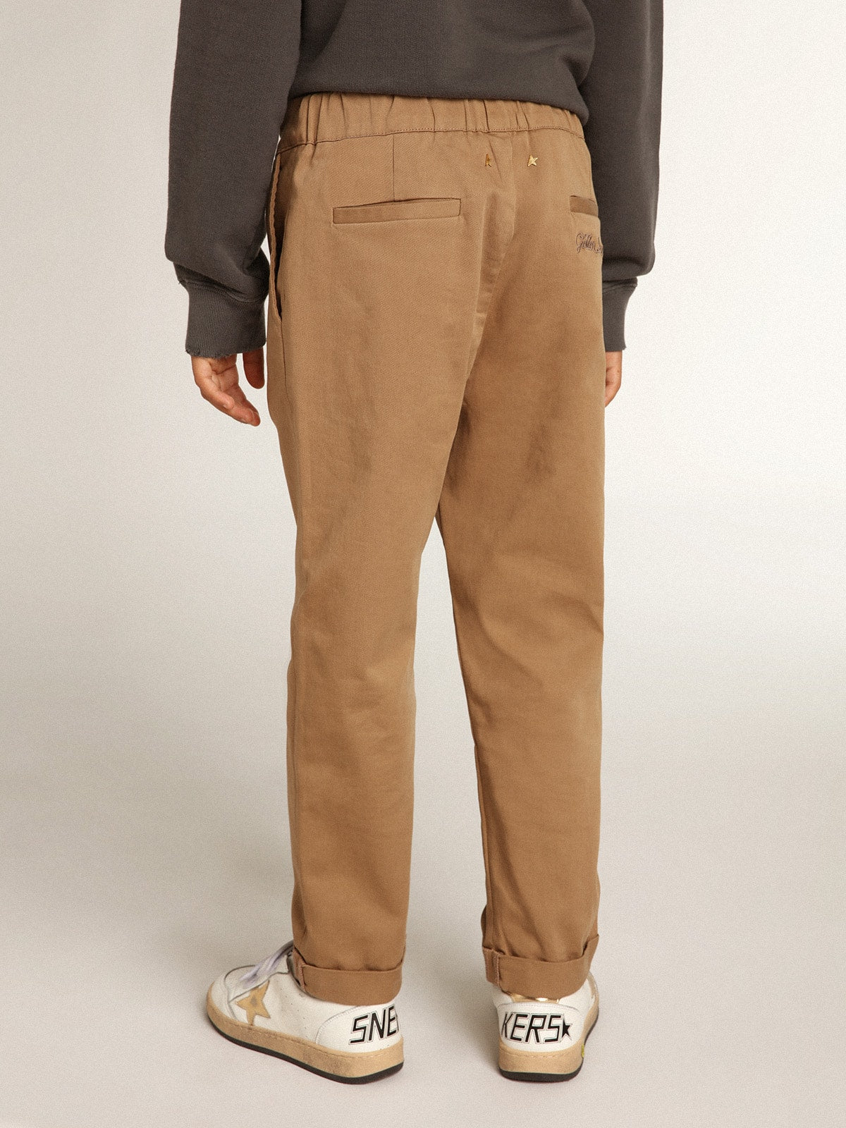 Boys’ chinos in caramel cotton - Golden Goose Kids