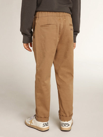 Boys’ chinos in caramel cotton - Golden Goose Kids