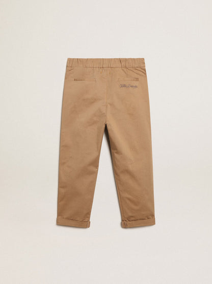 Boys’ chinos in caramel cotton - Golden Goose Kids