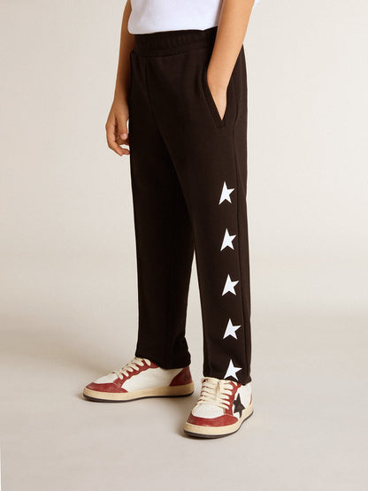 Boys’ black joggers with white stars - Golden Goose Kids