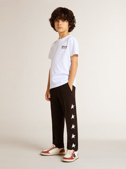 Boys’ black joggers with white stars - Golden Goose Kids