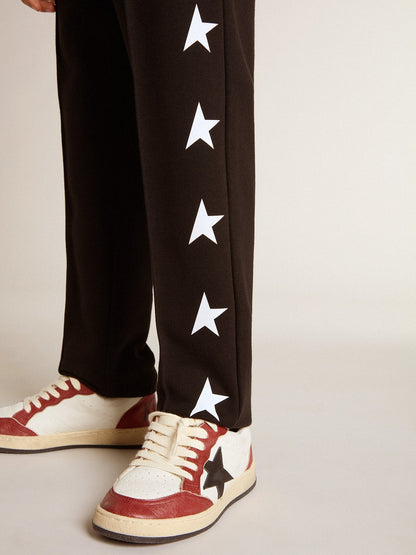 Boys’ black joggers with white stars - Golden Goose Kids
