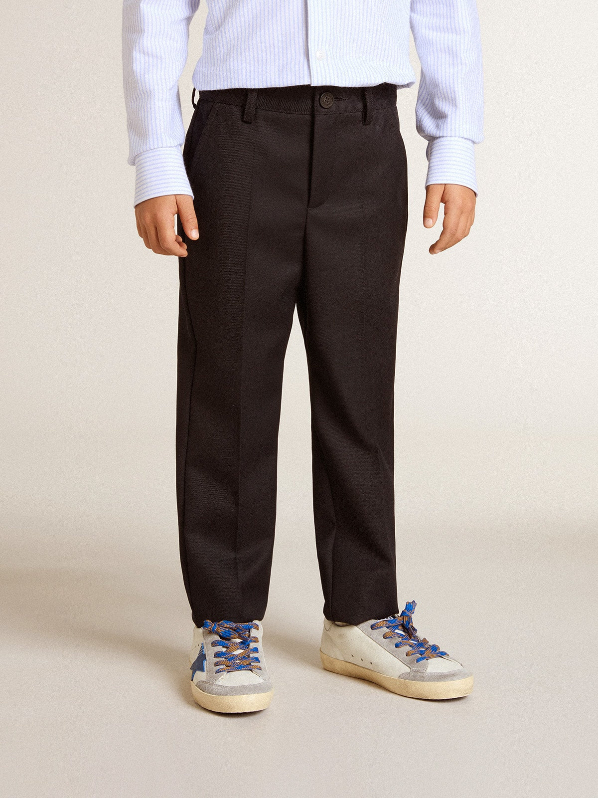 Boys' dark blue wool pants - Golden Goose Kids