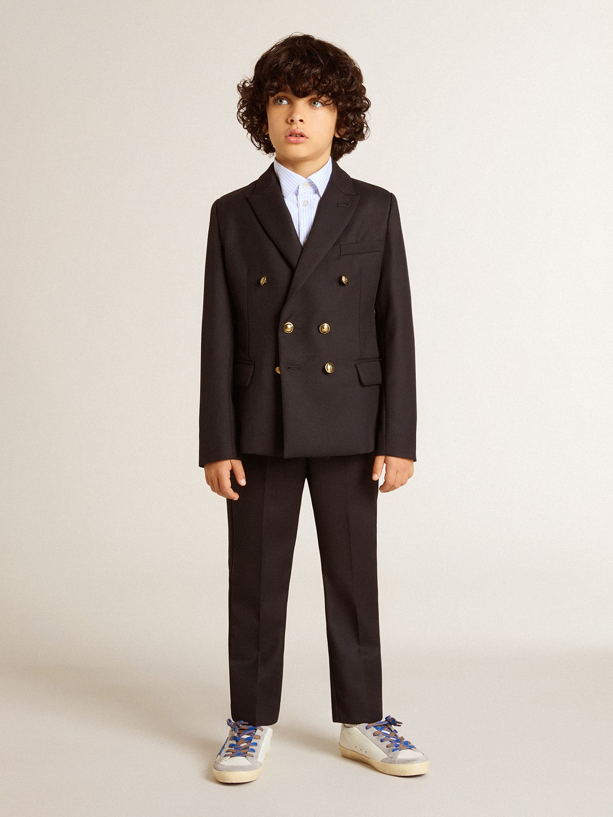 Boys' dark blue wool pants - Golden Goose Kids