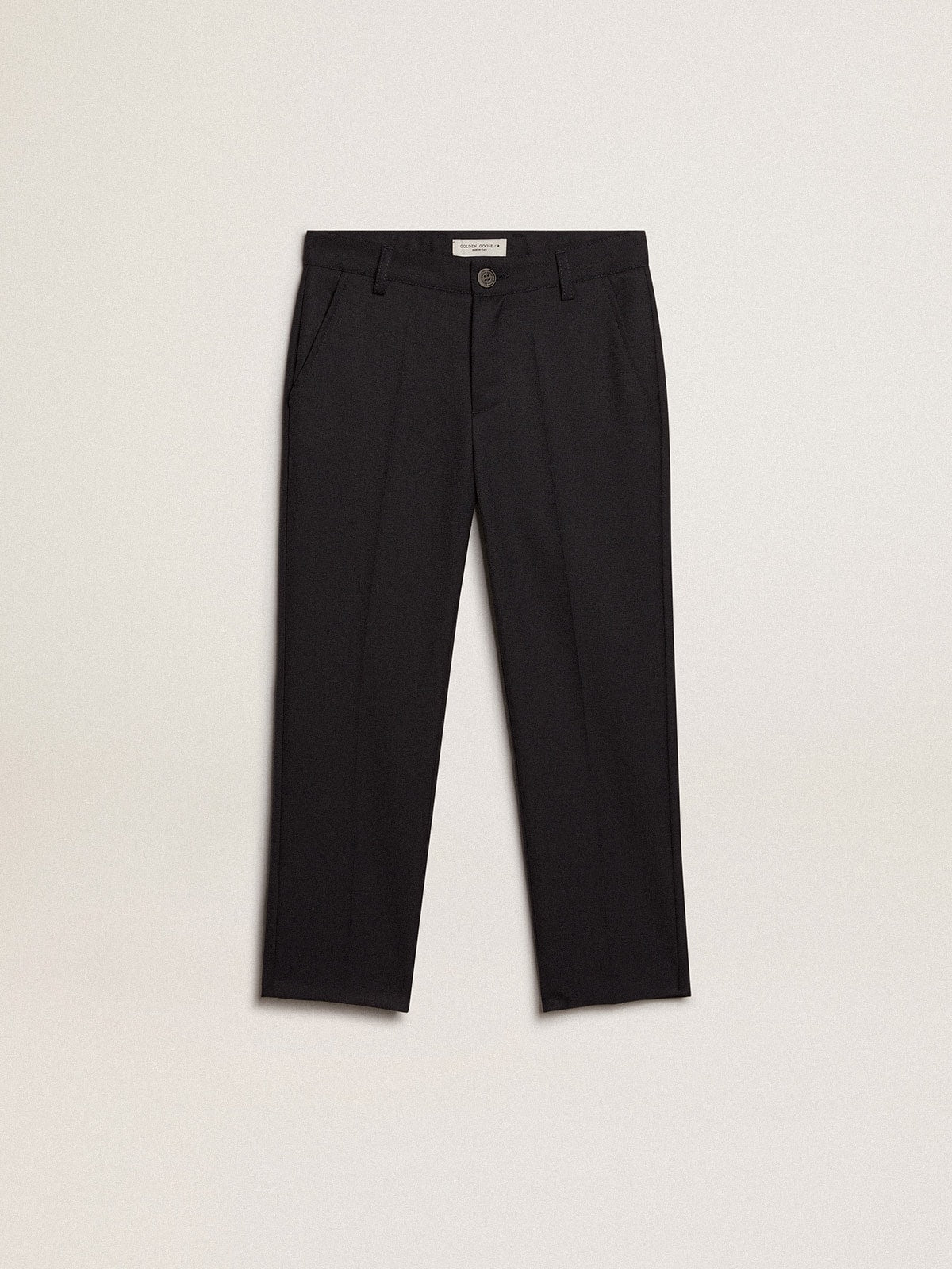 Boys’ pants in dark blue wool - Golden Goose Kids