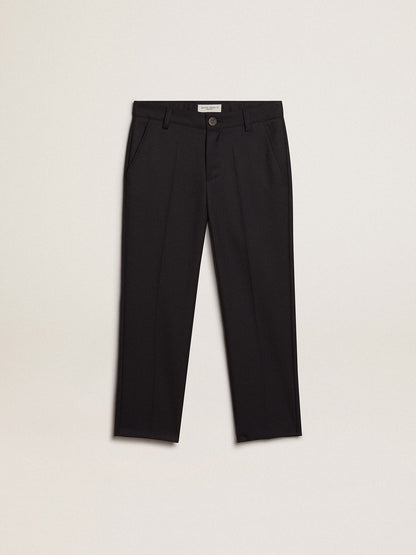 Boys’ pants in dark blue wool - Golden Goose Kids