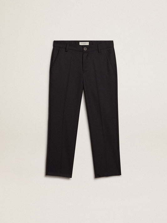 Boys’ pants in dark blue wool - Golden Goose Kids