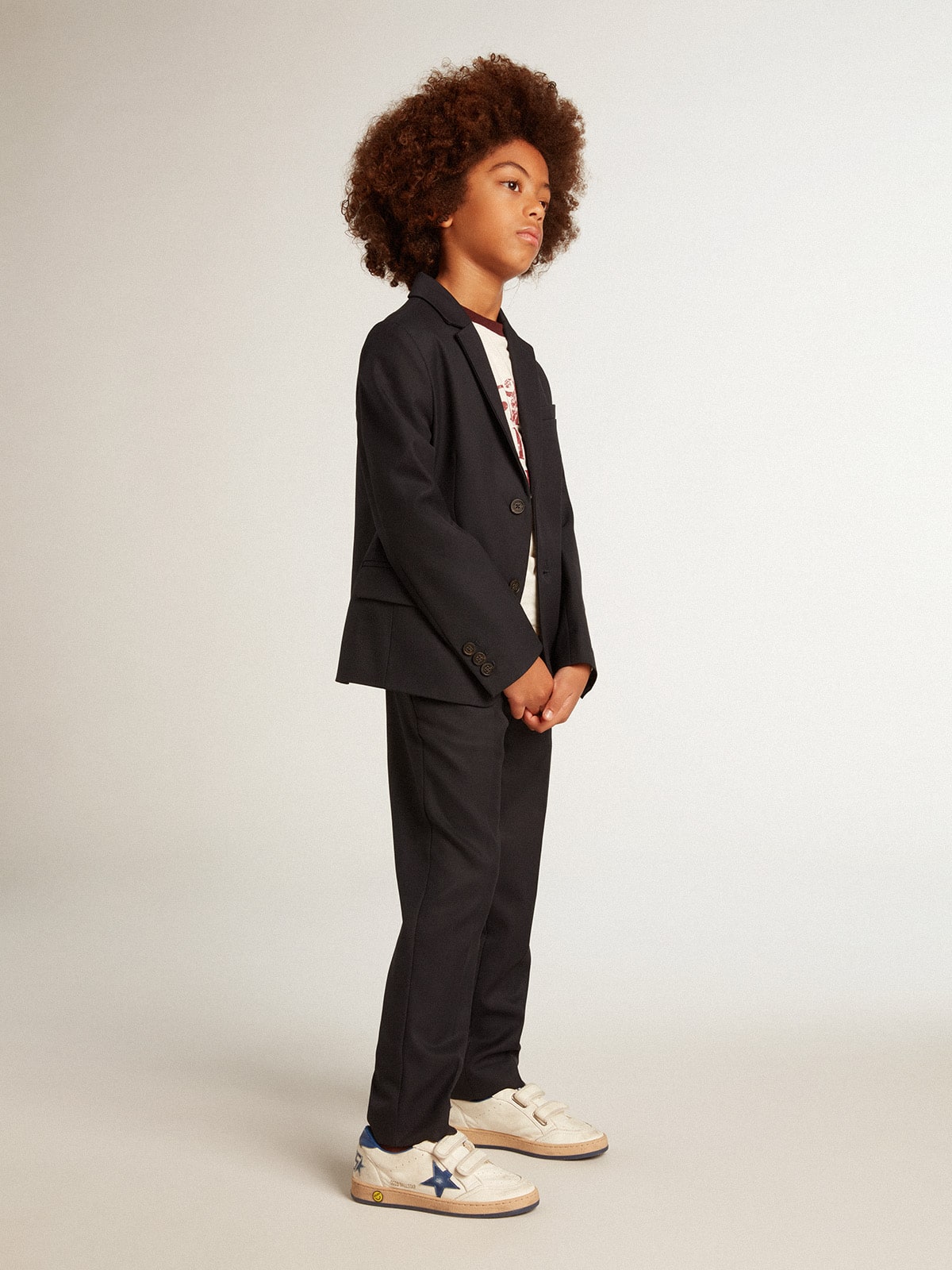 Boys’ pants in dark blue wool - Golden Goose Kids