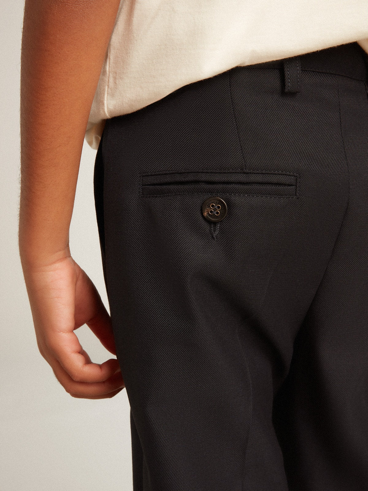 Boys’ pants in dark blue wool - Golden Goose Kids