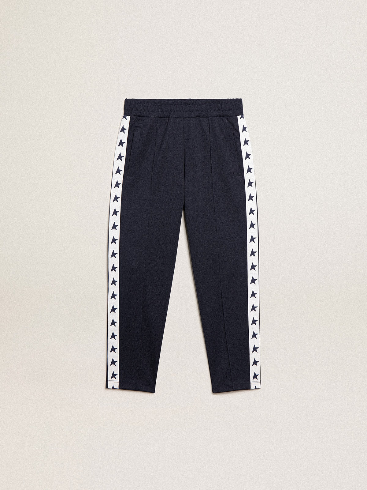 Dark blue joggers with white strip and contrasting stars - Golden Goose Kids