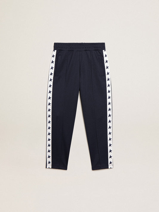 Dark blue joggers with white strip and contrasting stars - Golden Goose Kids