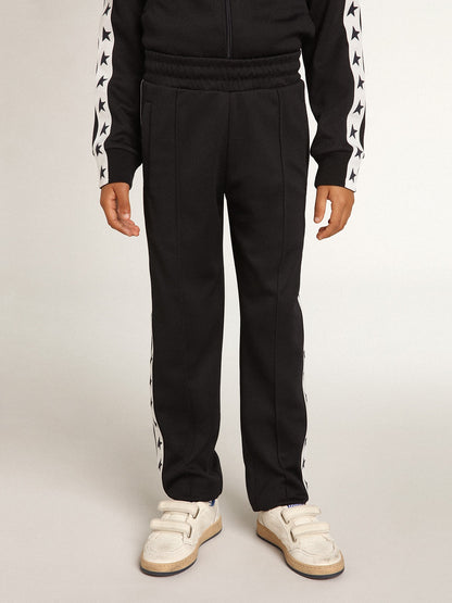 Dark blue joggers with white strip and contrasting stars - Golden Goose Kids