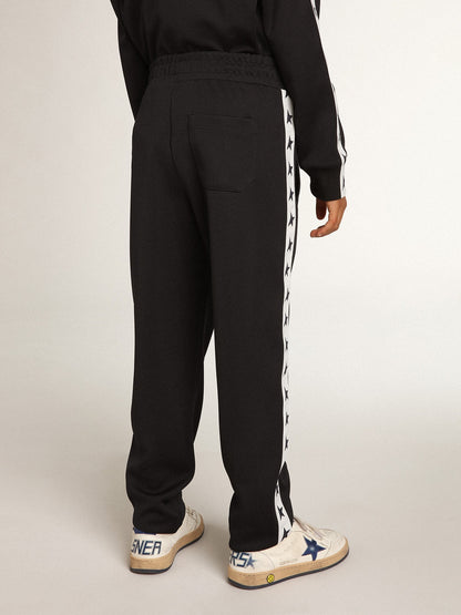 Dark blue joggers with white strip and contrasting stars - Golden Goose Kids
