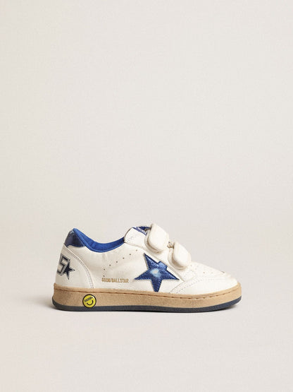 Ball Star Junior with blue metallic leather star and heel tab - Golden Goose Kids