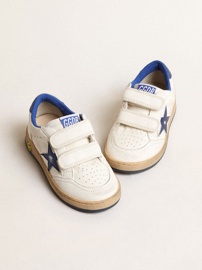 Ball Star Junior with blue metallic leather star and heel tab - Golden Goose Kids