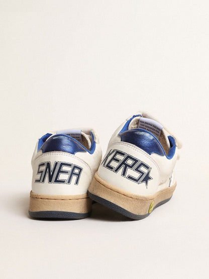 Ball Star Junior with blue metallic leather star and heel tab - Golden Goose Kids