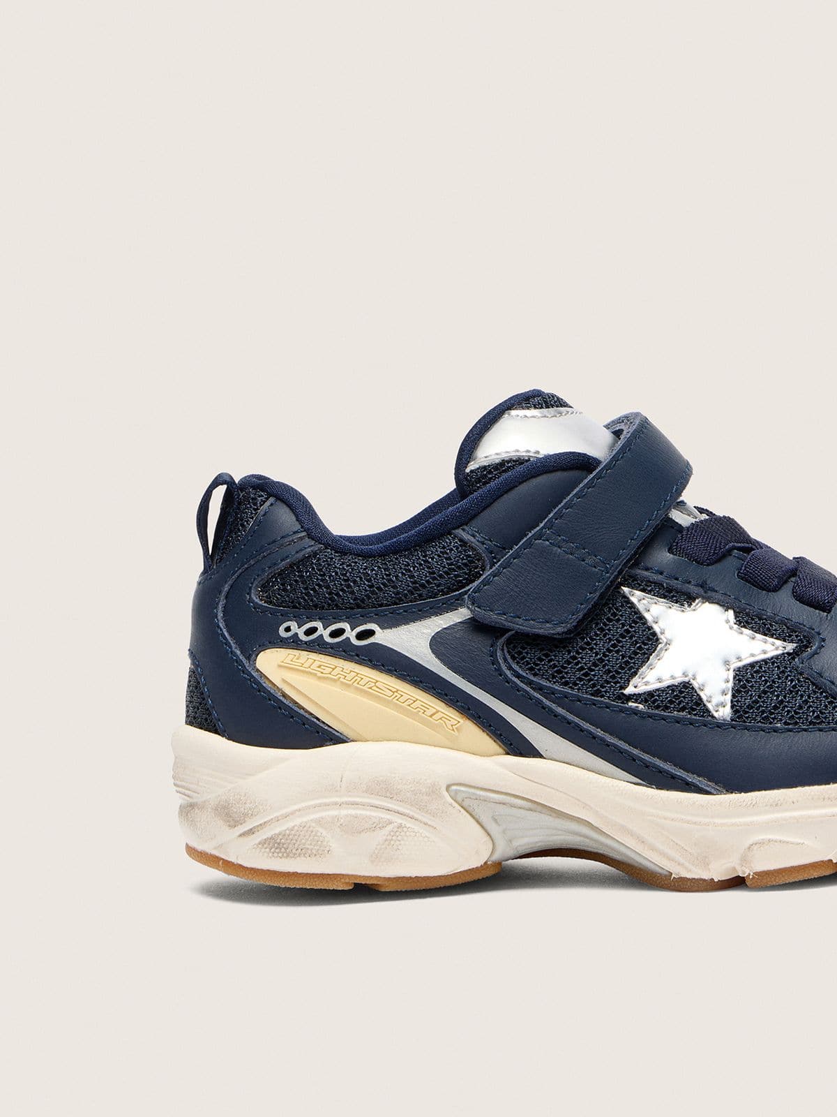 Junior Lightstar in blue leather and mesh with gray leather star - Golden Goose Kids