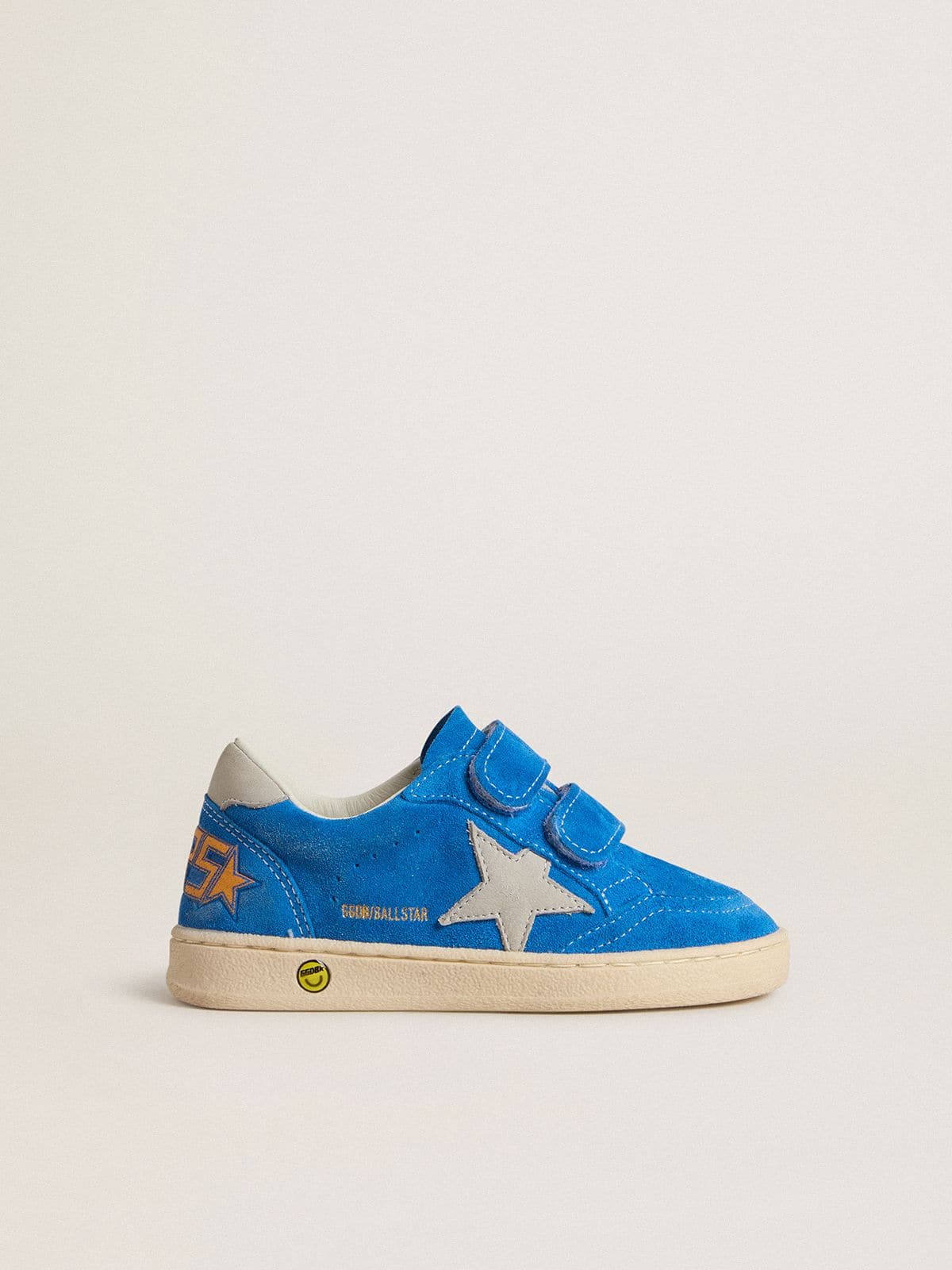 Junior Ball Star in light blue suede with gray nubuck star and heel tab - Golden Goose Kids