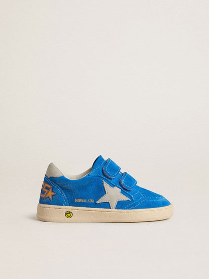 Junior Ball Star in light blue suede with gray nubuck star and heel tab - Golden Goose Kids