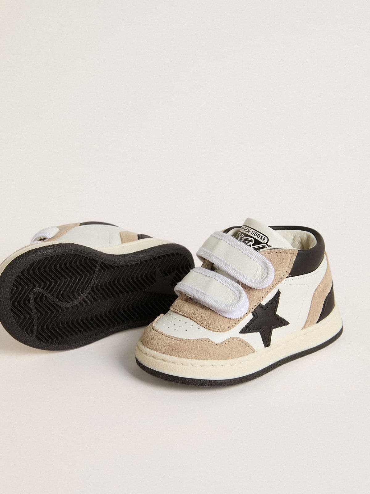 Junior June in nappa with suede inserts and black leather star - Golden Goose Kids