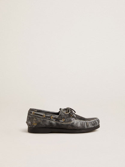 Junior Cruise loafer in black distressed leather - Golden Goose Kids