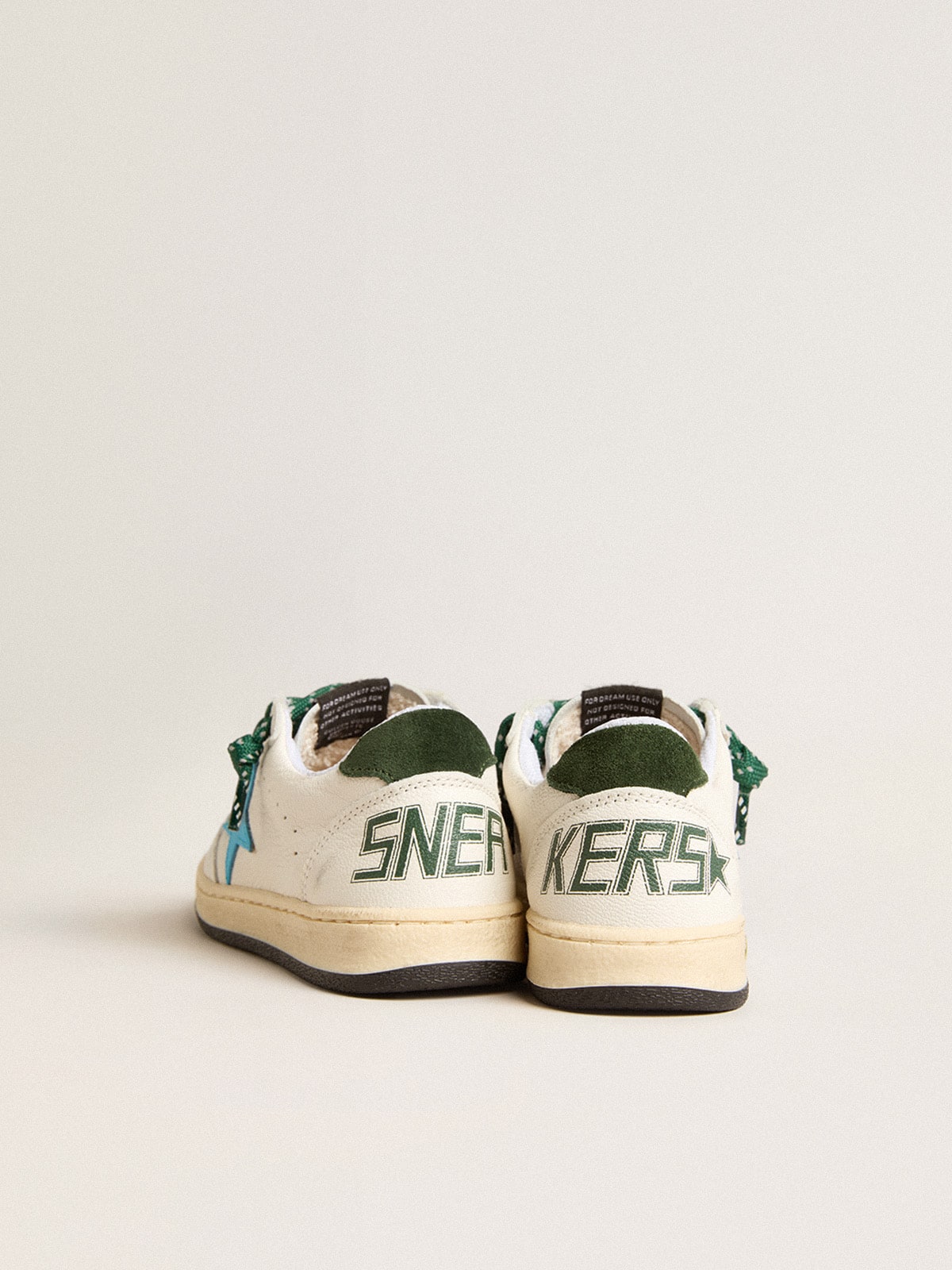 Junior Ball Star with turquoise star and green suede heel tab - Golden Goose Kids